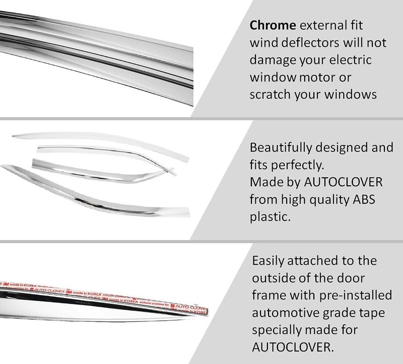 AUTO CLOVER AUTOCLOVER Tape-On Rain Guards Window Visors 4 Pcs Set for Kia Stinger 2017 2018 2019 2020 2021 2022 2023 / Window Deflectors, Out-Channel Vent Shades (Smoked) - Image 5